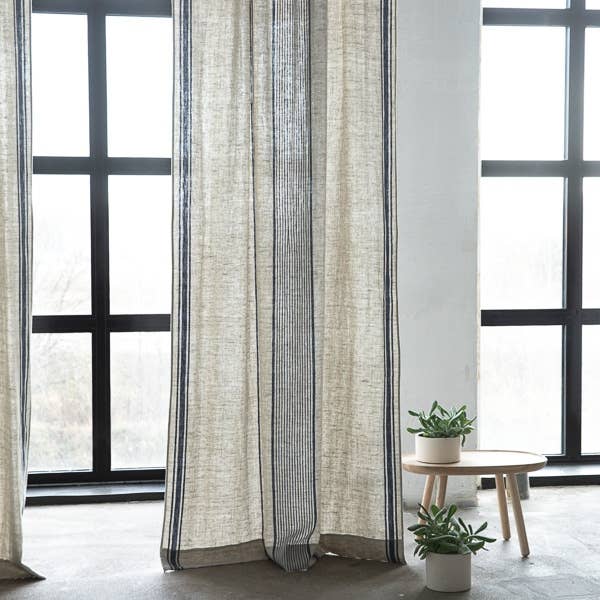 *LinenMe - Provence Curtain Panel Indigo Natural - 53 x 84